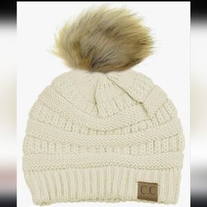 CC Pom Beanie w Faux Fur Pom Hat Super Cute!